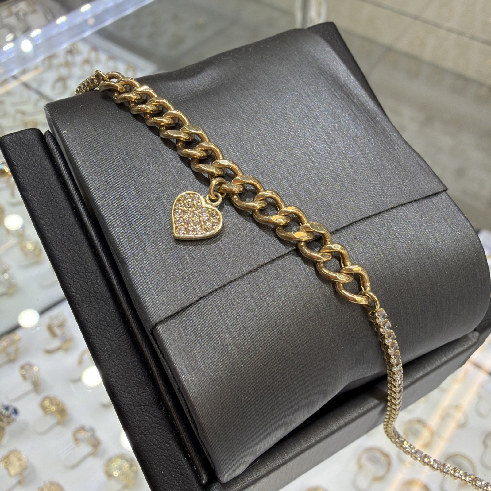 14 K Real Yellow Gold Anklets With Cubic Zirconia 10 Inches