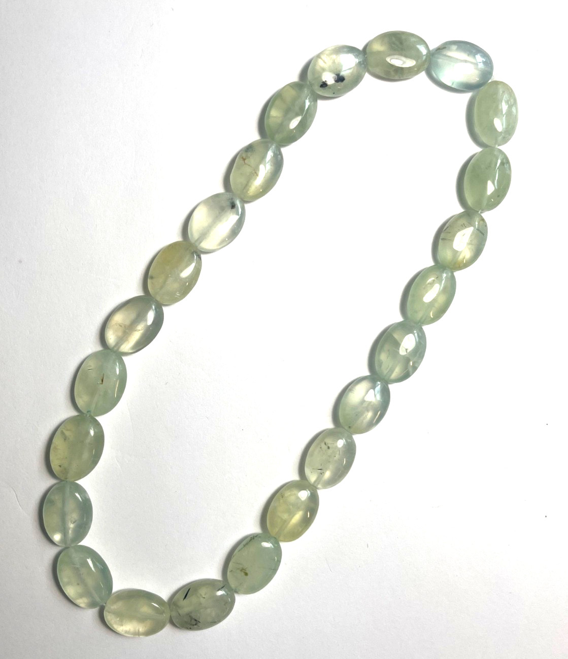 GENUINE PREHNITE FLAT OVALS 18X13 MM 16″ STRAND BELOW WHOLESALE