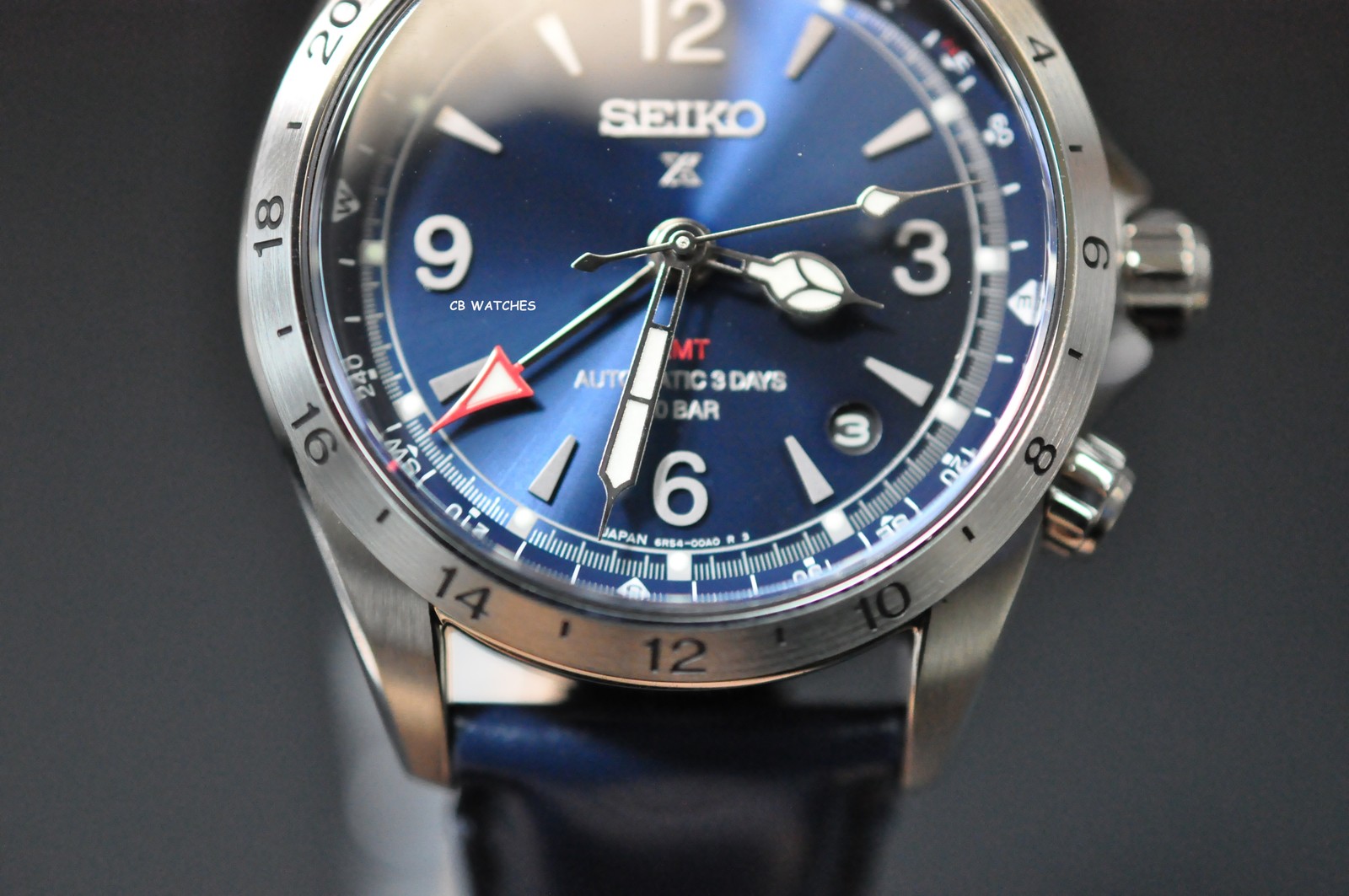 Seiko Prospex SPB377J1 Alpinist Blue Dial GMT Leather 200m Automatic