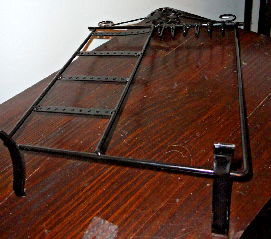 BLACK METAL DECORATIVE TABLE TOP JEWELRY NECKLACE EARRINGS PIN HOLDING STAND 14″