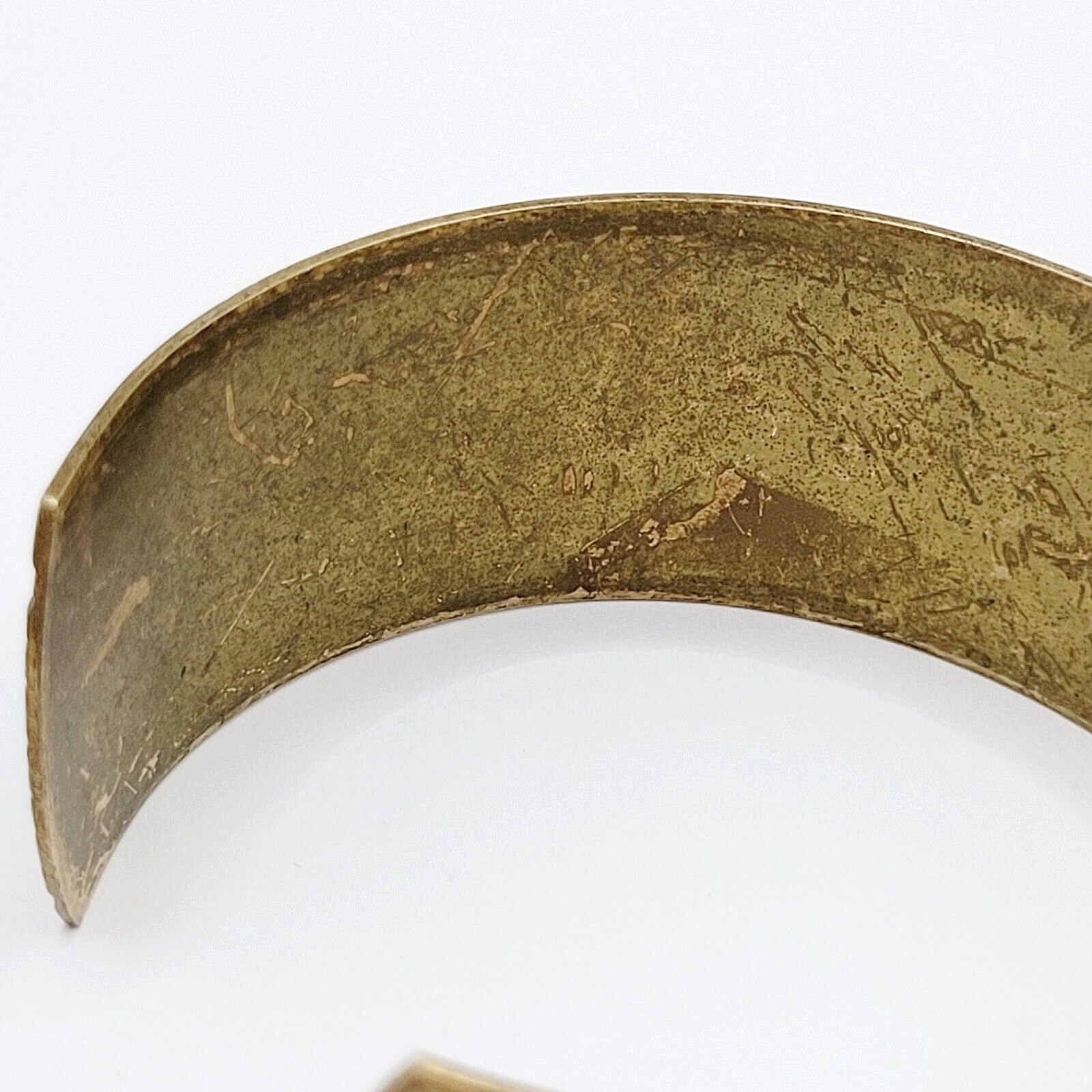 Southwestern Native Tribal Pattern Copper Vintage Cuff Bracelet with Brass Color