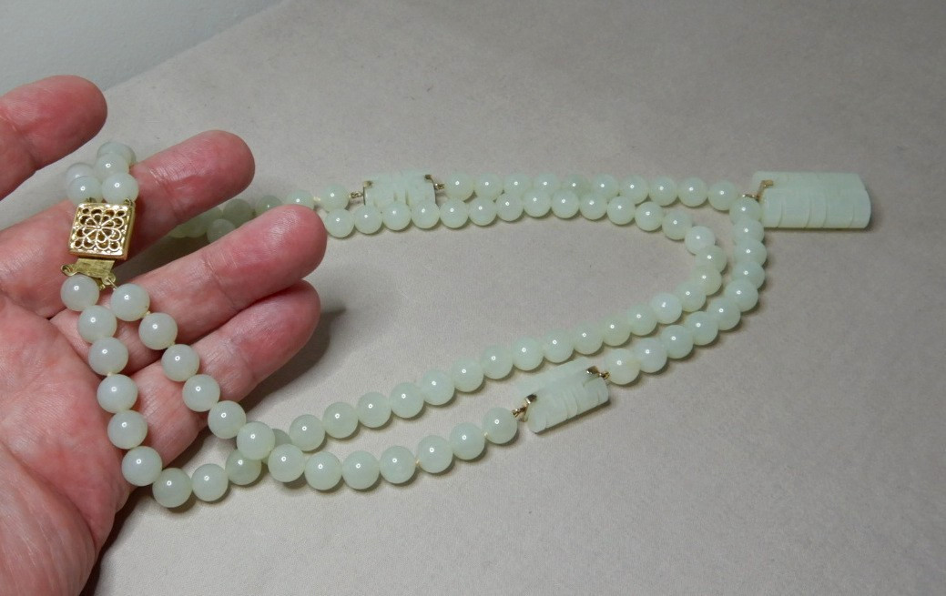 Vintage Jade Multi Pendant Beaded Double Strand Necklace