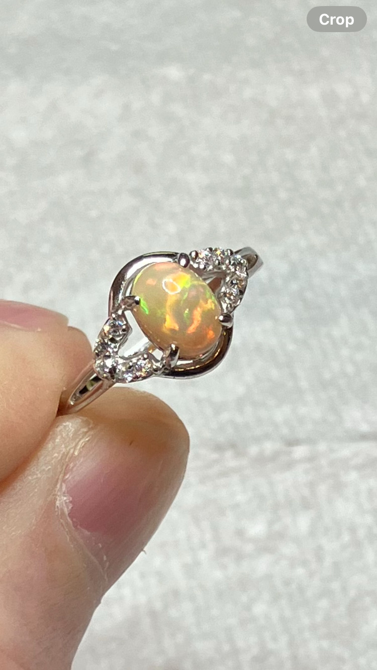 #138B- 0.95ct Genuine Ethiopian Welo Opal set in a Size 8.5 Sterling Silver Ring