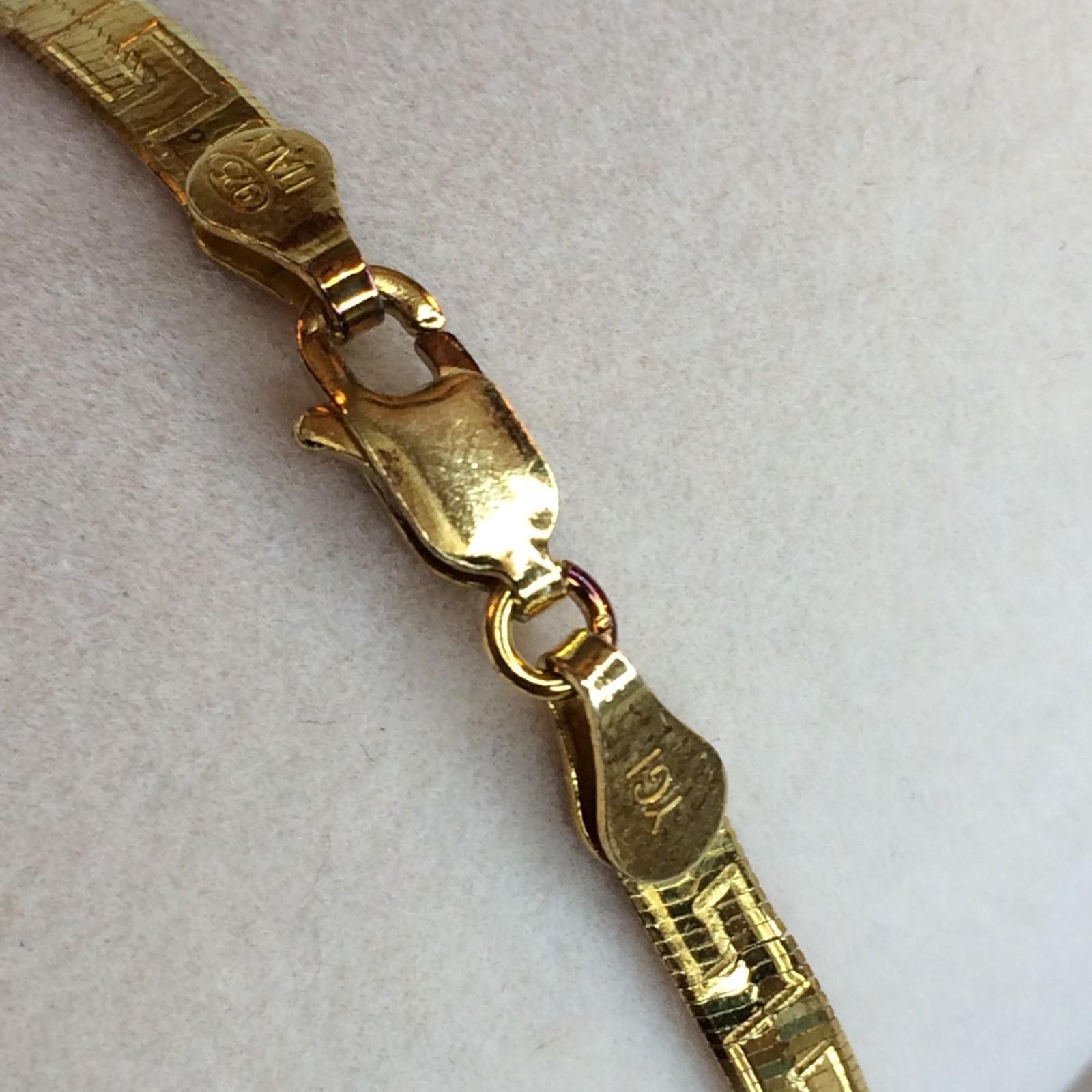 18K yellow gold over sterling silver 3.6MM Greek key herringbone bracelet NEW