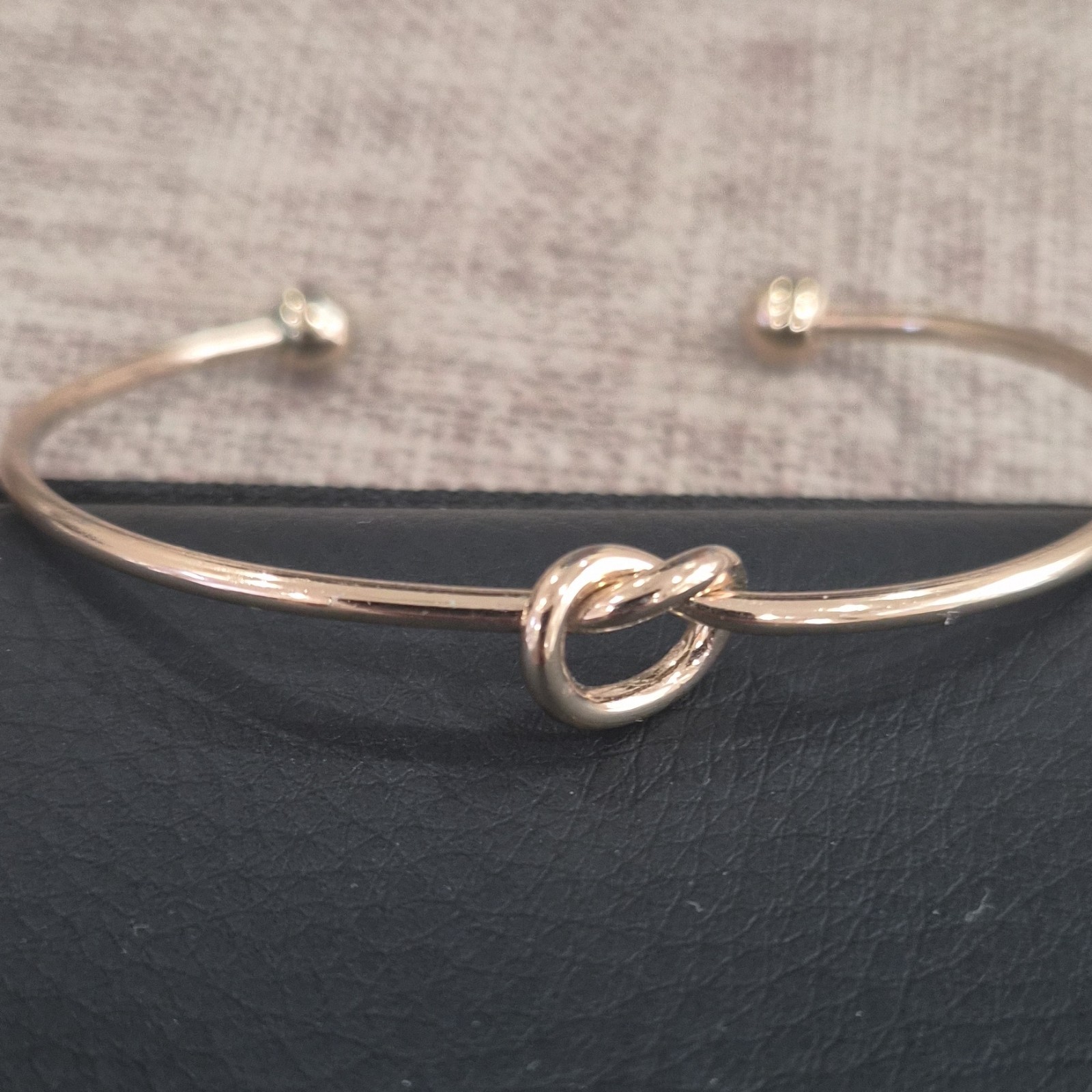 Gold Tone Knot Cuff Bracelet, Metal Stackable, No Stone, Love Theme Jewelry