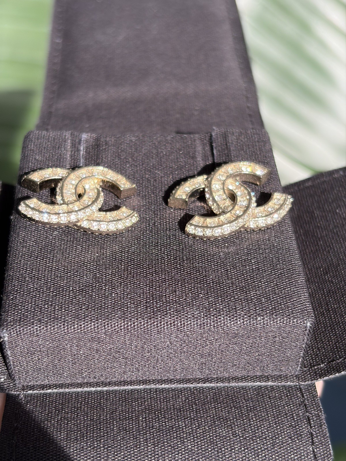Chanel REV Transparent Crystal CC Logo Classic Statement Stud Earrings New