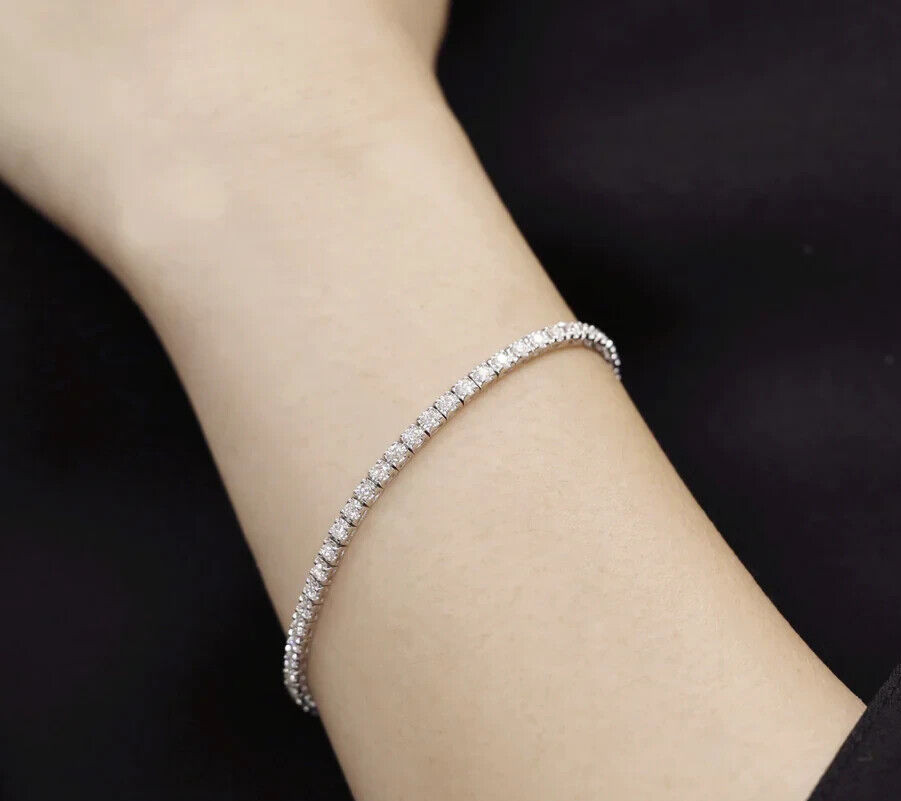 Women’s Tennis Bracelet 6.60cts Round Cut GHVS-SI Natural Diamond 14K White Gold