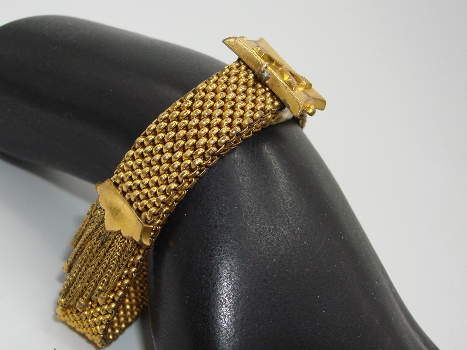 ANTIQUE VICTORIAN PAT. DTD. “NOV. 7.71” MESH SLIDE BRACELET W/FRINGE!