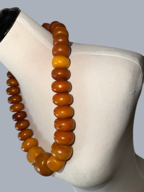 Antique African Butterscotch Egg Yolk Baltic Amber Round Beads