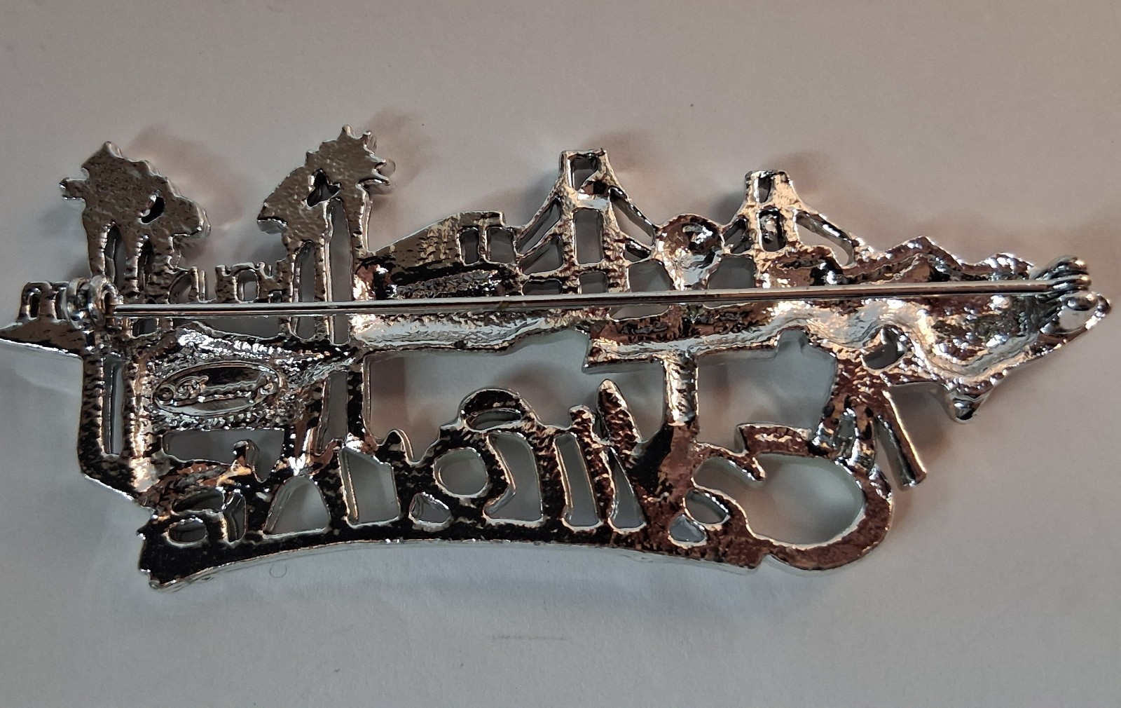 Danecraft Silver Tone California Rodeo Drive Travel Souvenir Brooch Pin 3.75in