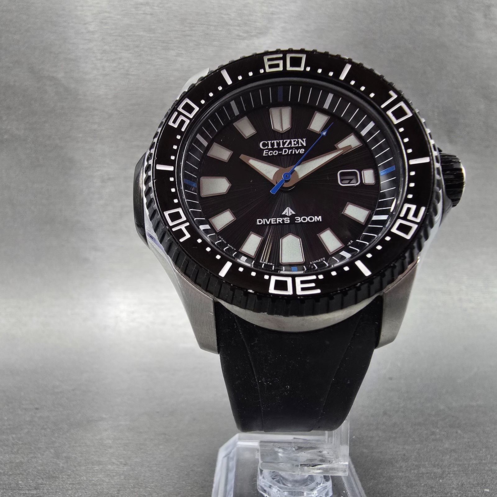 Citizen Eco-Drive Promaster Dive Watch Men 47mm Black Dial Steel Date Runs