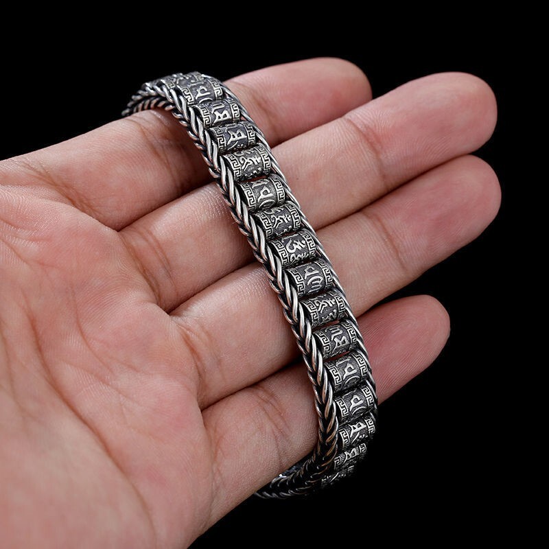 Amazing Tibetan silver alloy copper men hand made bracelet size 22 cm
