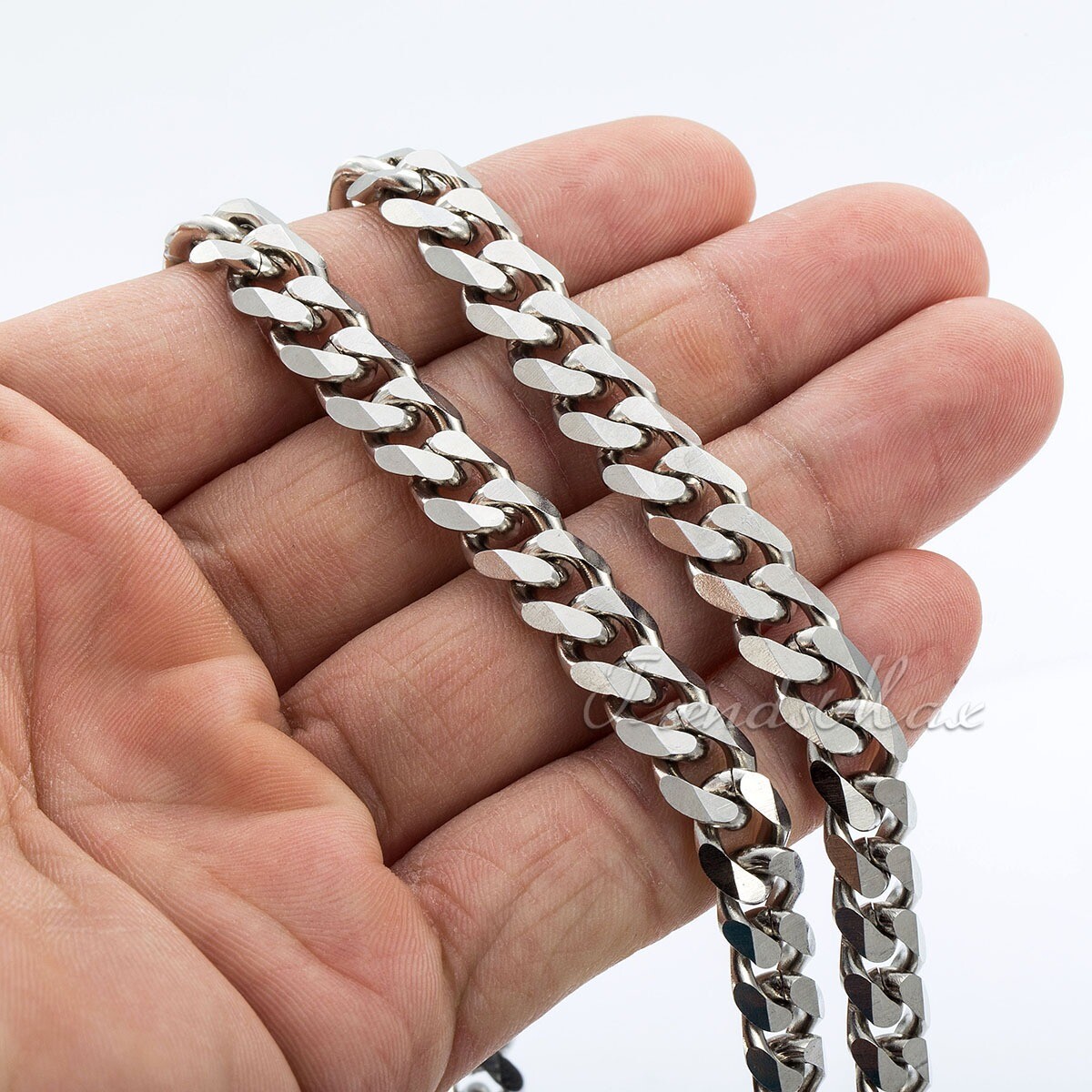 9mm Wide Stainless Steel Curb Cuban Chain Necklace Men’s Jewelry 16-30″