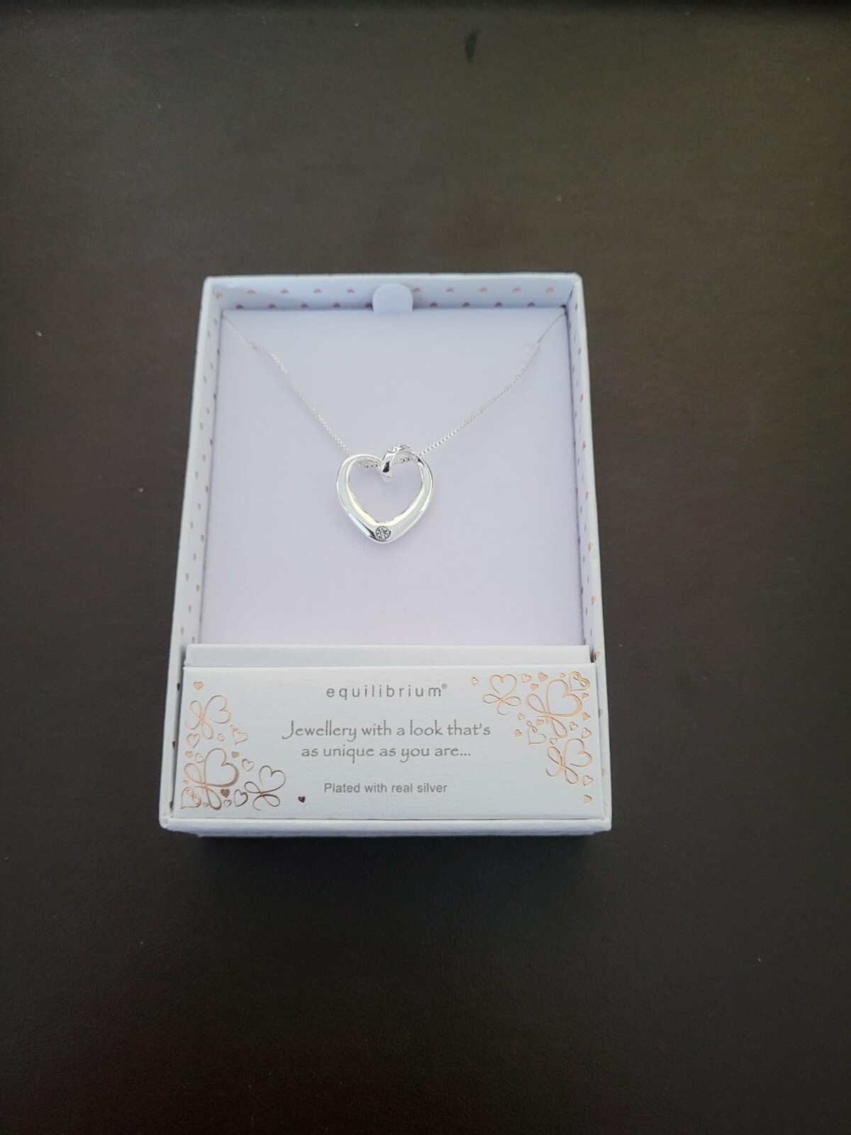 Equilibrium Silver Plated Diamante Heart Necklace