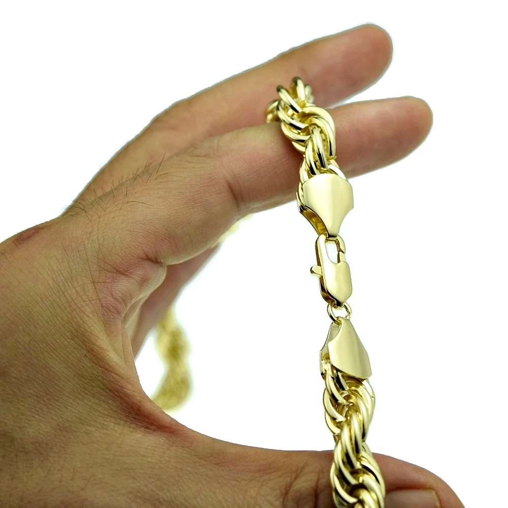14K Gold Plated Rope Chain 30″ Inch 10 mm Twisted Heavy Dookie Hip Hop Necklace