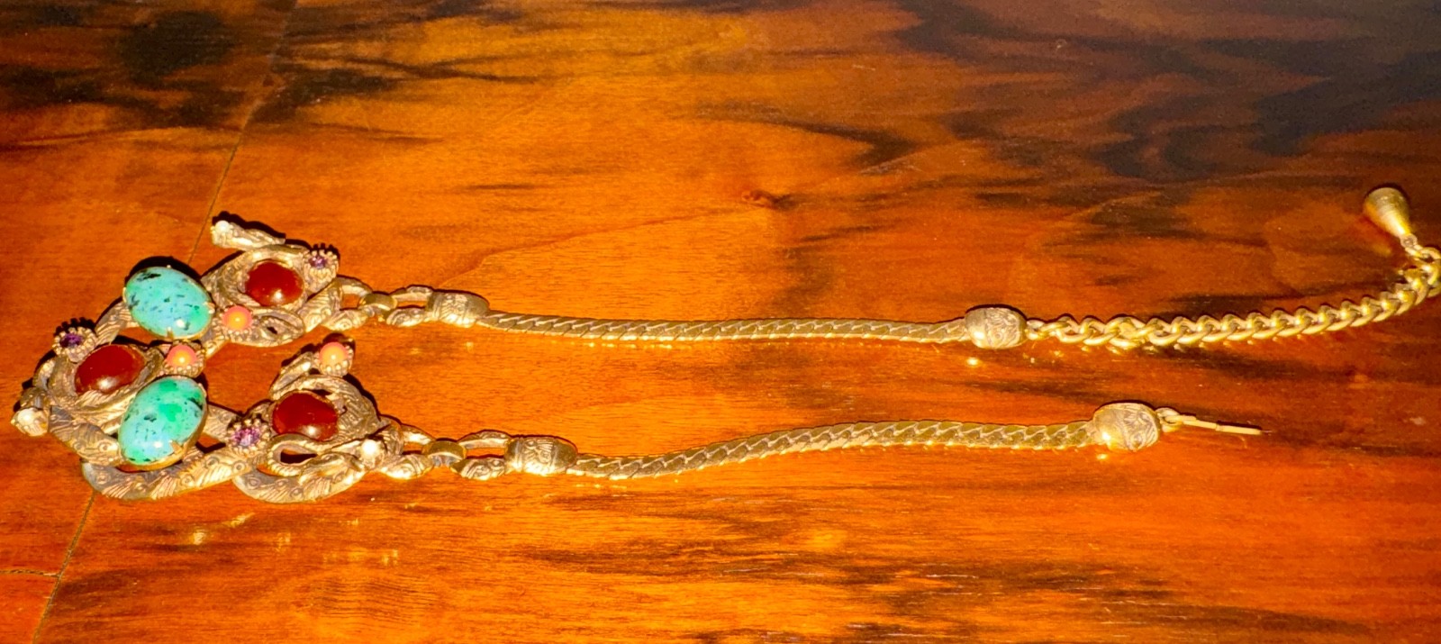 Vintage 1950’s Selro Selini Dragon Egg Gold Necklace & Clip-On Earrings Set
