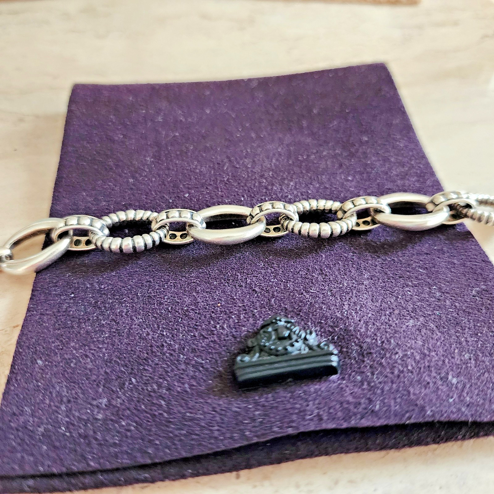 LAGOS Caviar Sterling Silver Bracelet – 7.5” – Beaded & Smooth Link Design