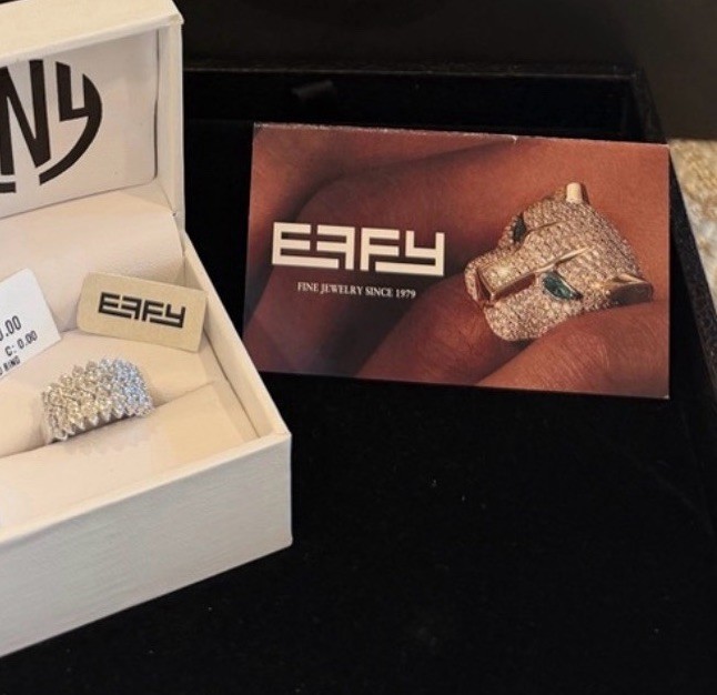 Effy ENY 925 Sterling Silver 0.30ctw Round Diamond Prong Band Ring Size 8 NIB