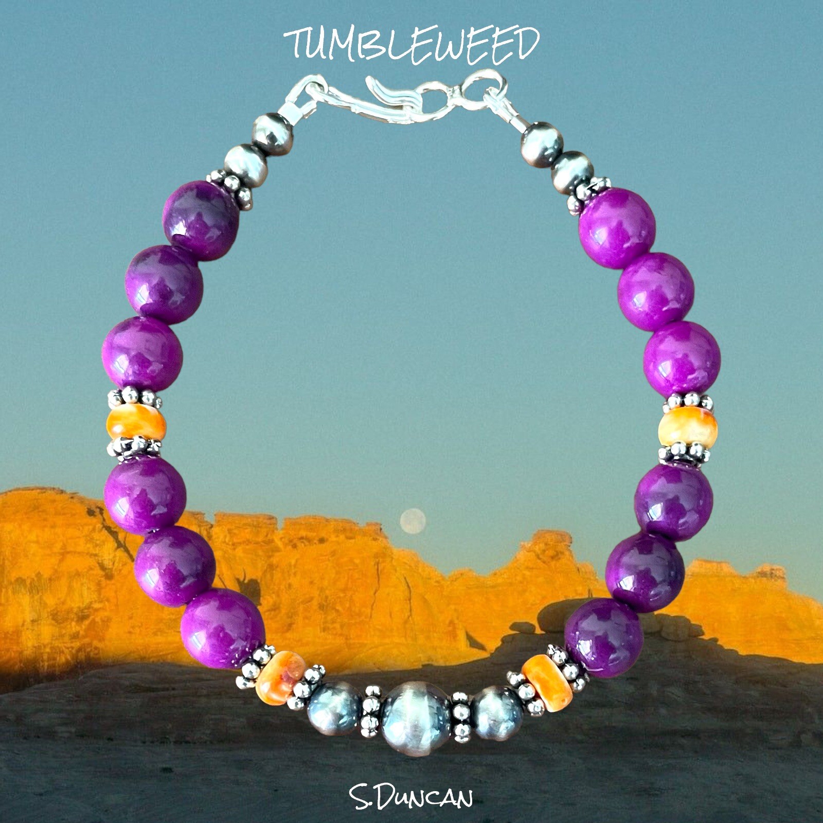 Native American Navajo Pearl & Sugilite Bracelet