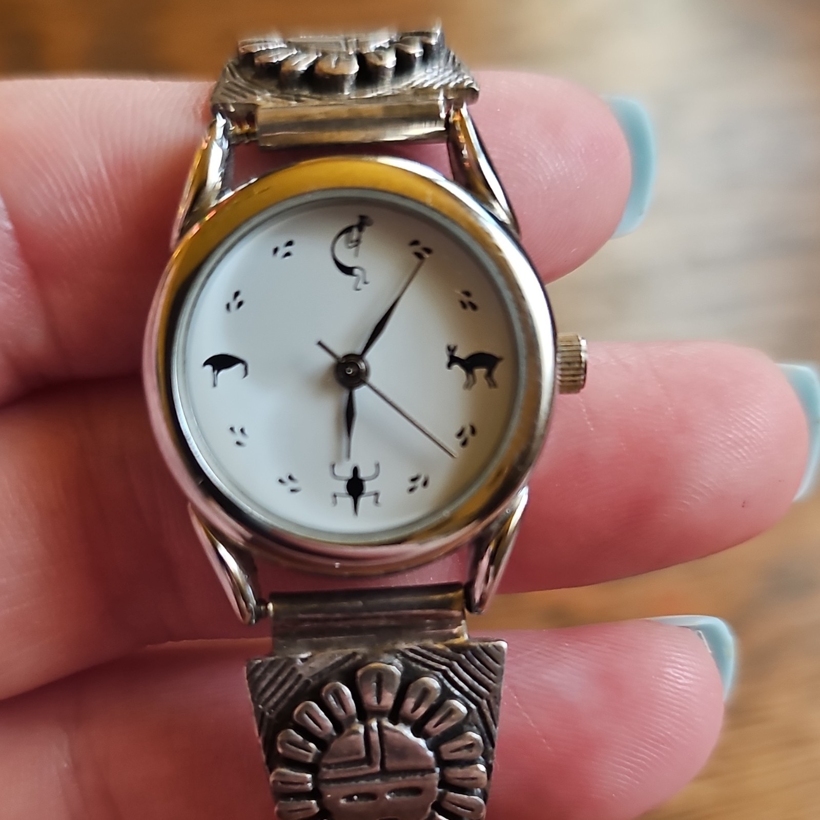 Vintage Sterling Silver Zuni Sunface Watch Tips Southwestern Watch Stainless