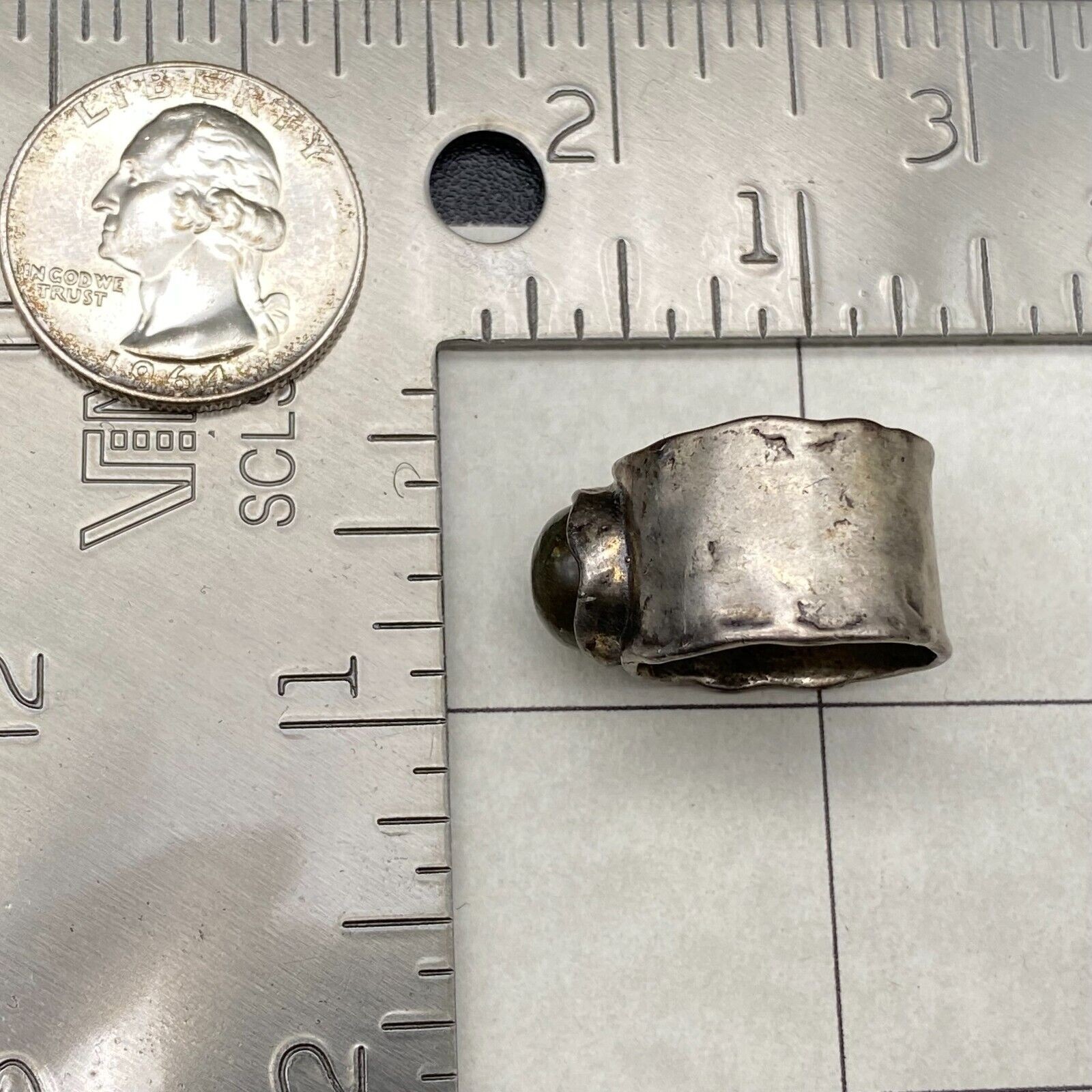 Vintage Israel Labradorite Sterling Silver Band Ring Size 7.5