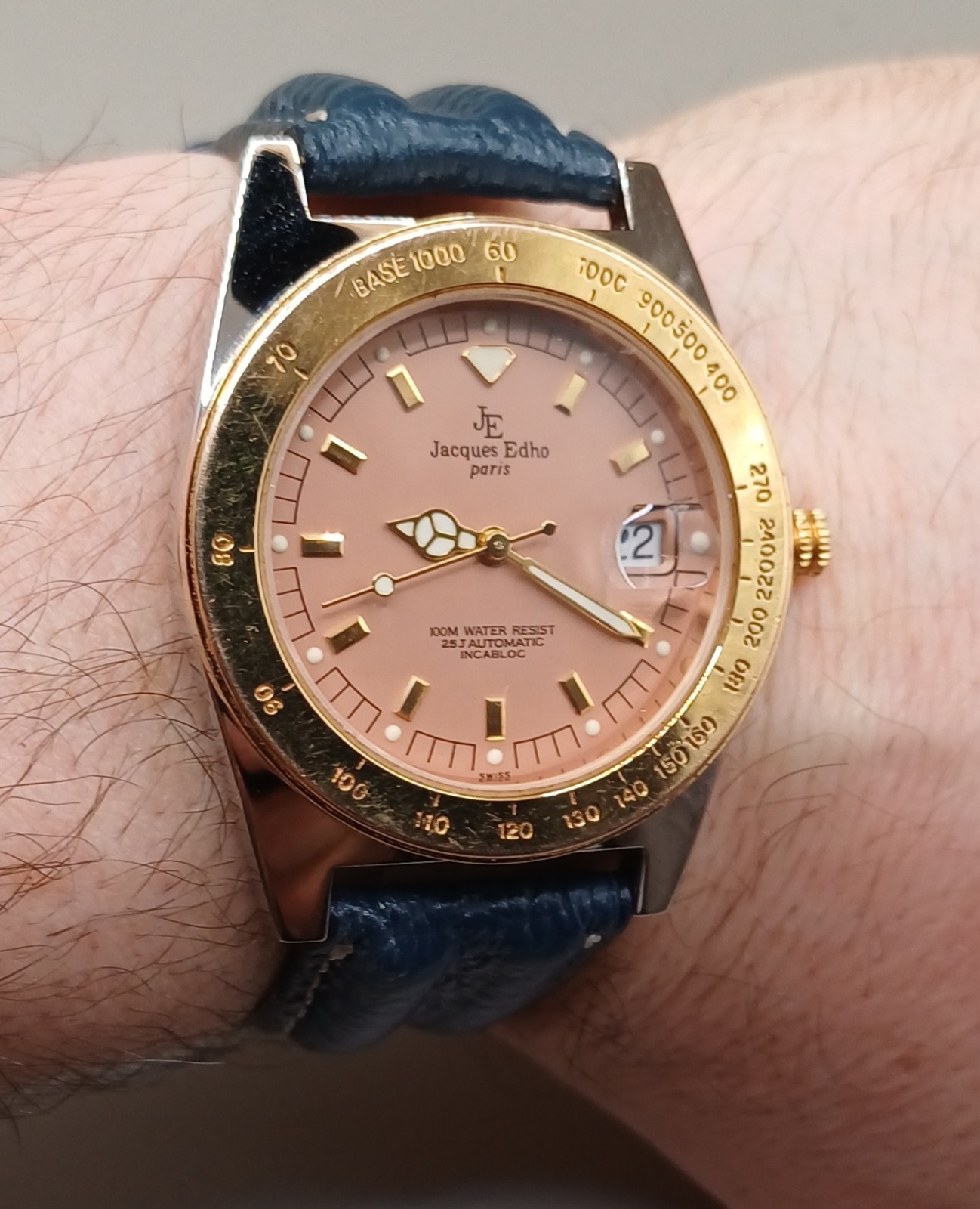 Rare Vintage JACQUES EDHO Swiss Mechanical Automatic Watch 25 jewels, 38 mm