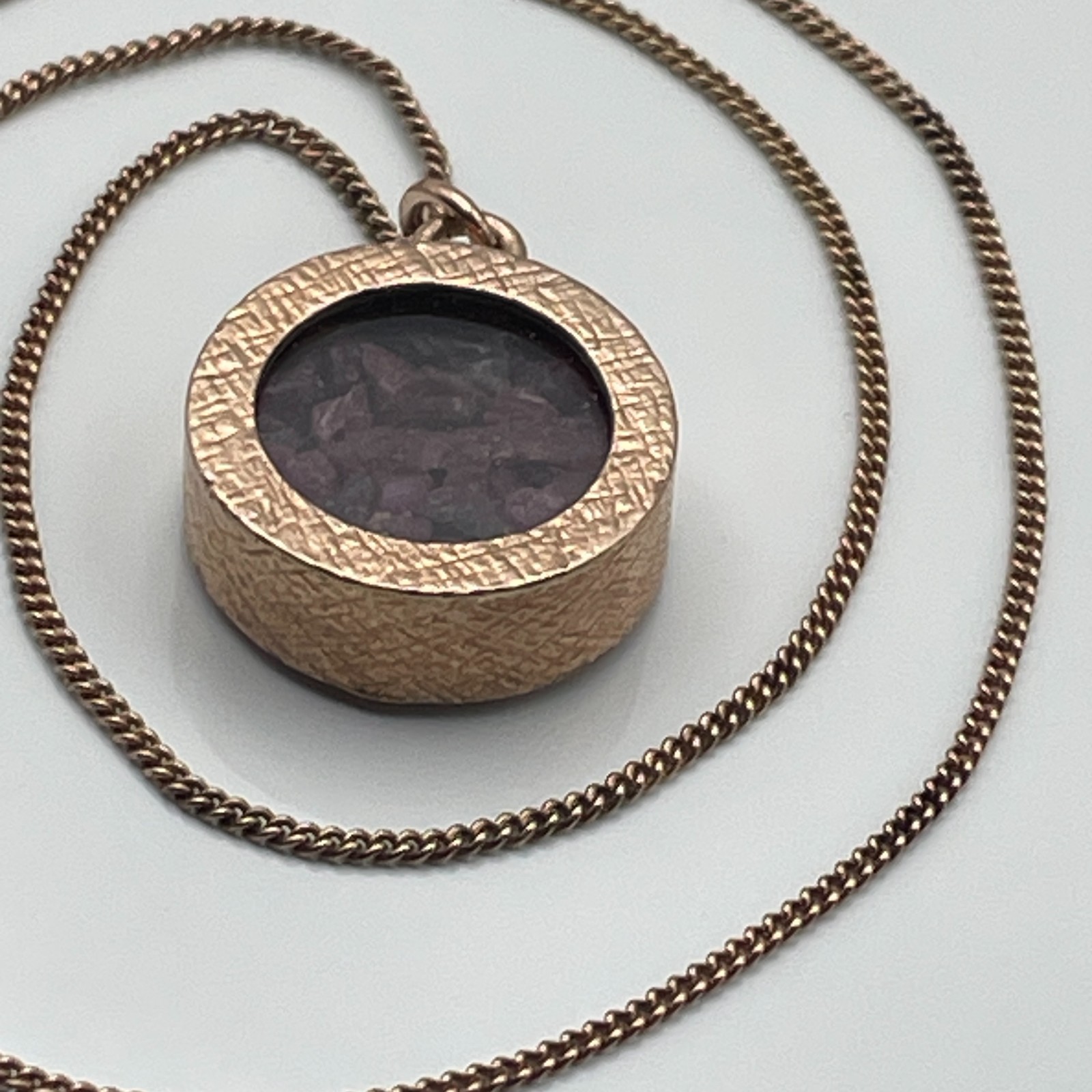 Rose gold on sterling silver/ruby amulet pendant and ‘925’ chain necklace 10.26g