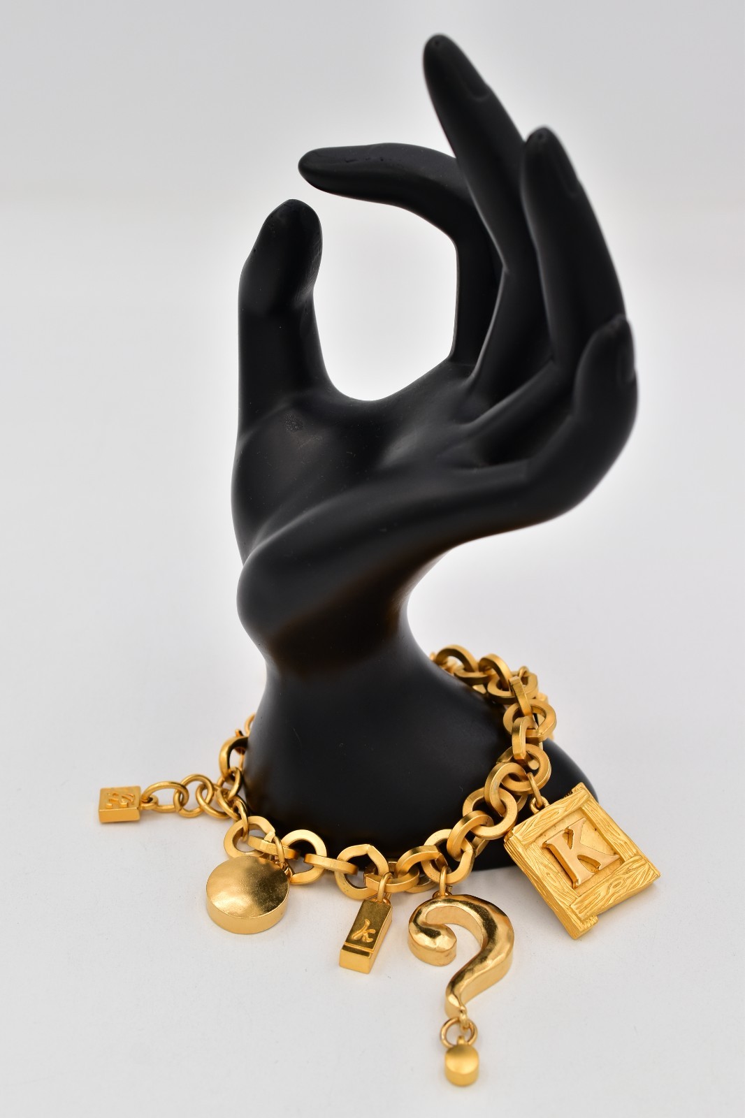 Karl Lagerfeld Vintage Charm Bracelet Brushed Gold Matte Chunky Runway 9 G2U