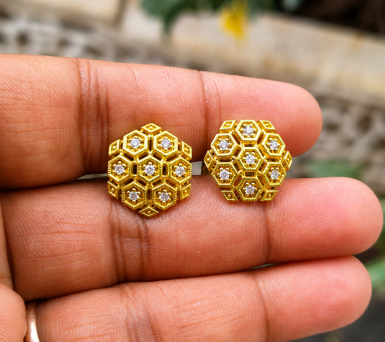 1Ct Round Round Lab Created Diamond Cluster Stud Earrings 14K Yellow Gold Plated