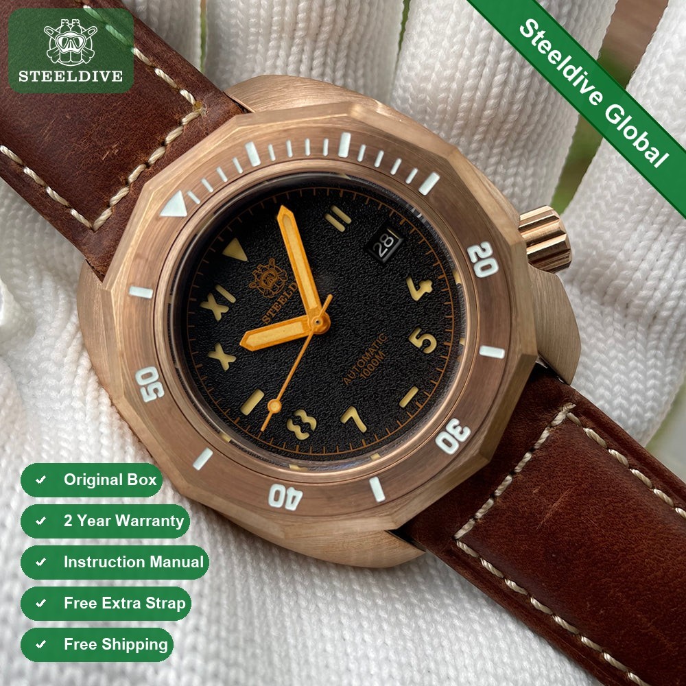 STEELDIVE SD1946S Mens Bronze 44.5mm 1000M Automatic Dive Watch NH35 Sapphire