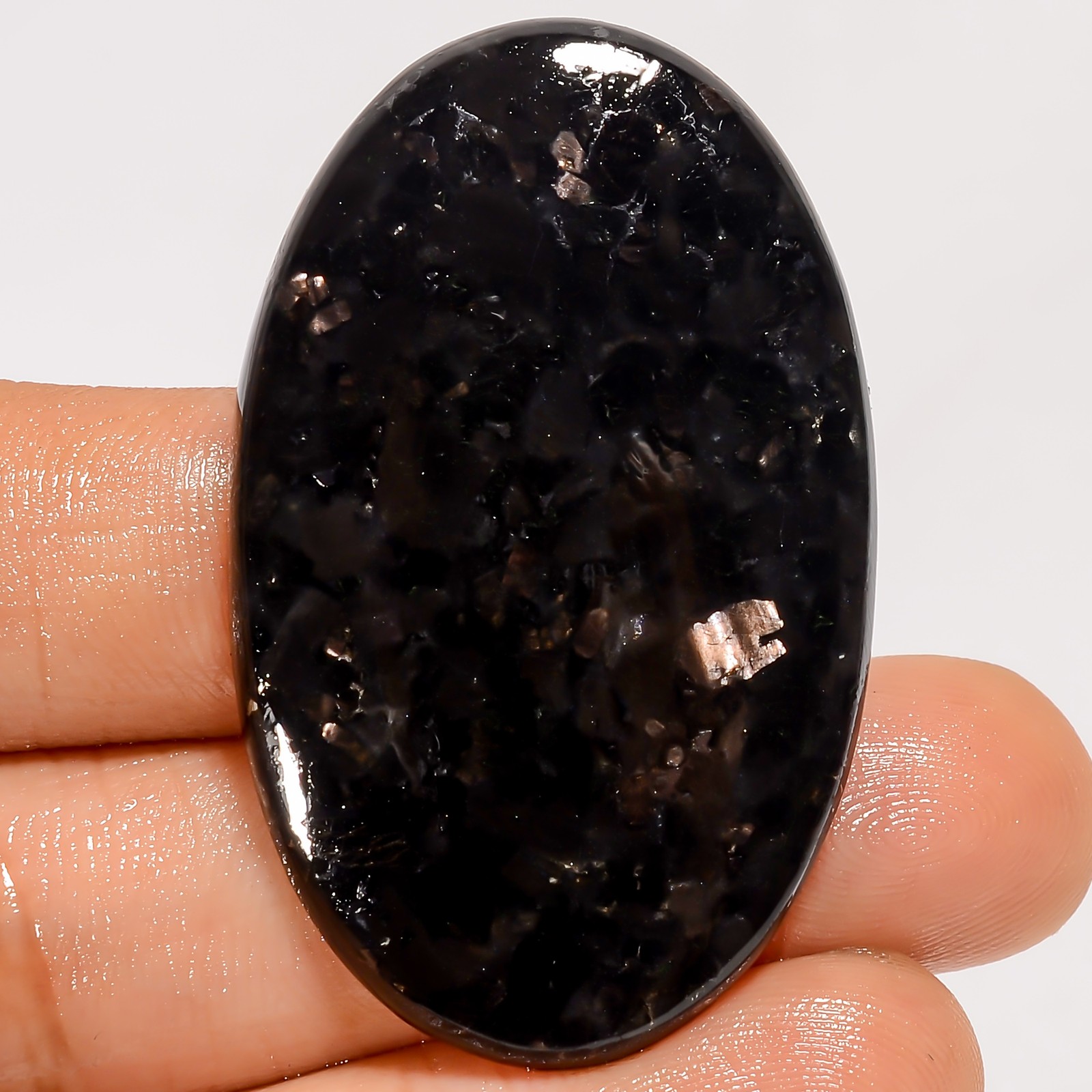 100% Natural Golden Nuummite Oval Shape Cabochon Gemstone 53 Ct 44X27X4mm A36374