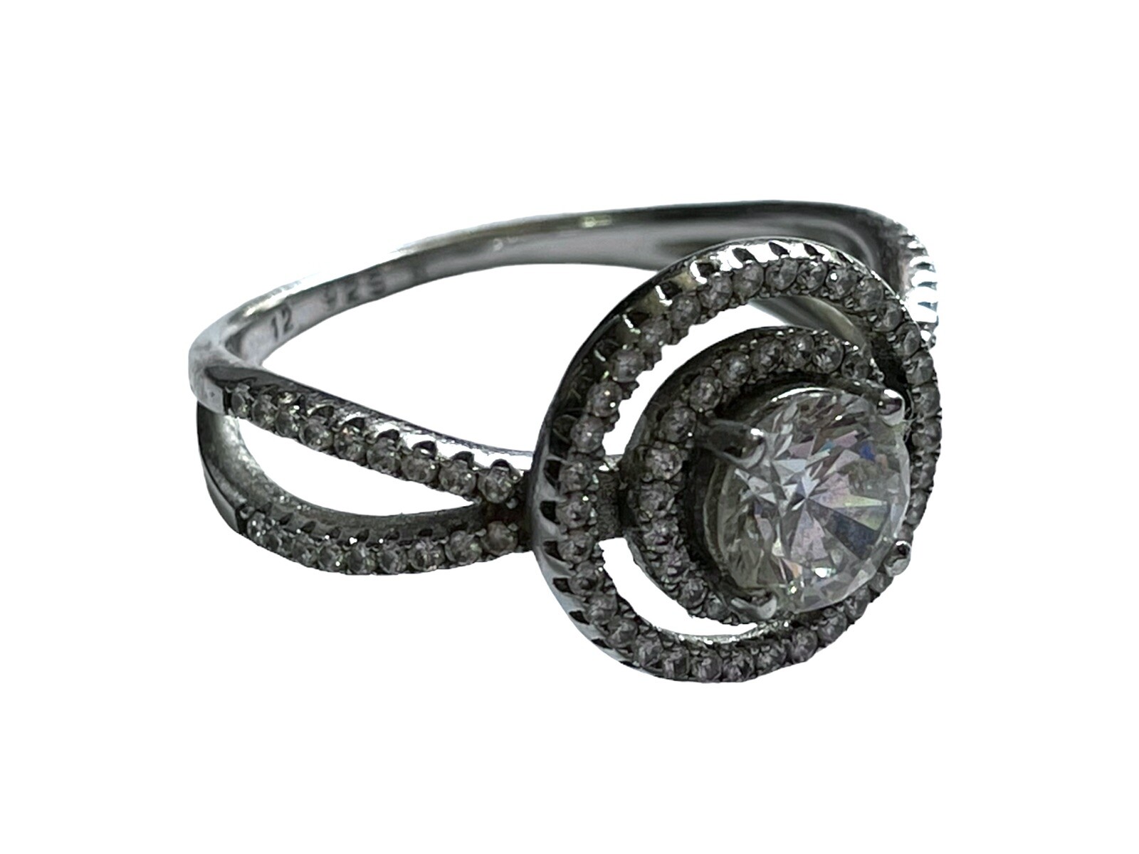 Bella Luce Rhodium Over Sterling Silver 5.46ctw Round CZ Engagement Ring, 12