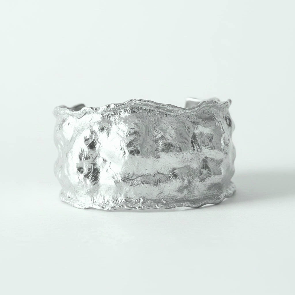 Hammered CUSTOM Organic Solid 999 Silver Bracelet Cuff 50g Wide 40mm ALL Sizes