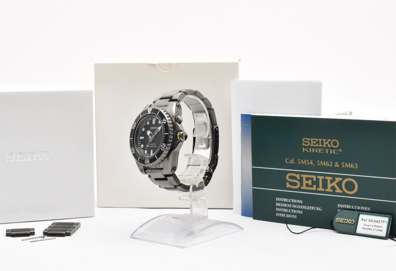 【NEAR MINT】Seiko Kinetic Diver 200m SKA427 5M62-0BL0 BFK Black Ion Men’s Watch