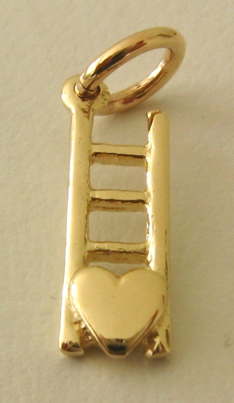 GENUINE SOLID 9K 9ct Yellow GOLD 3D LOVE LADDER VALENTINE CHARM/PENDANT