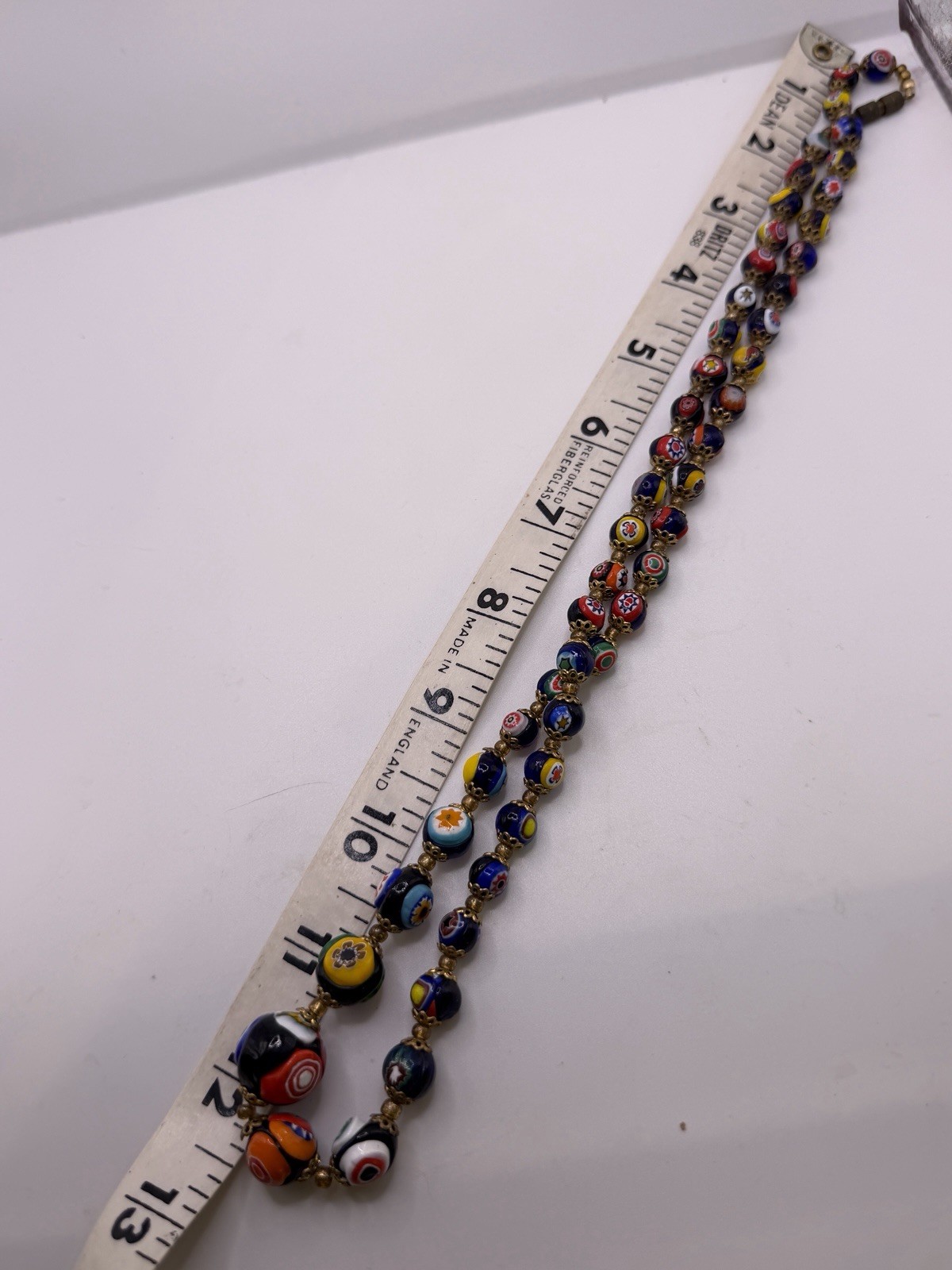 Murano Millefiori Bead Necklace Knotted Graduated Venetian Glass 25 In Vtg Italy