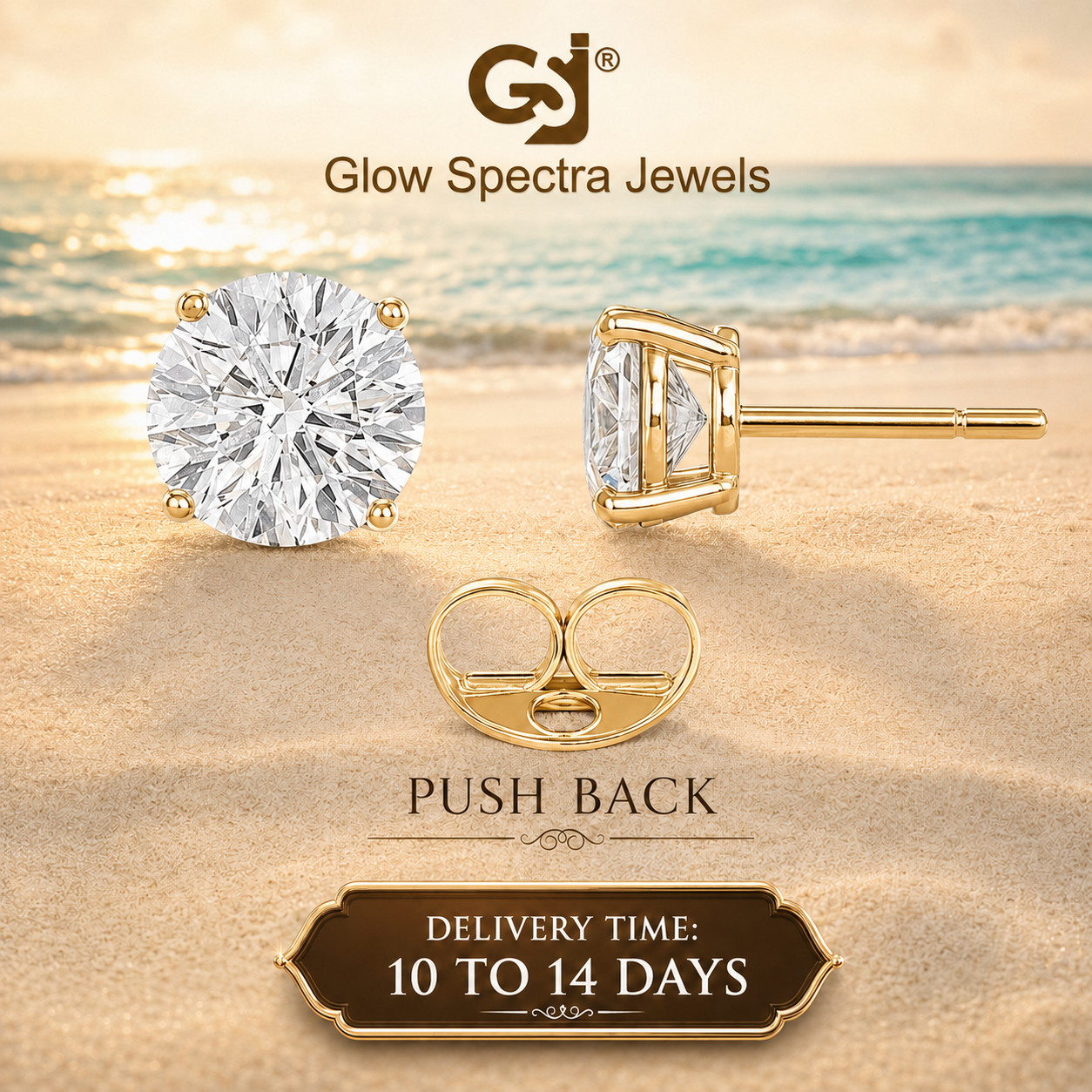 2.00CT Solitaire Simulated Diamond Stud Erring 925 Silver 14k Yellow Gold Plated