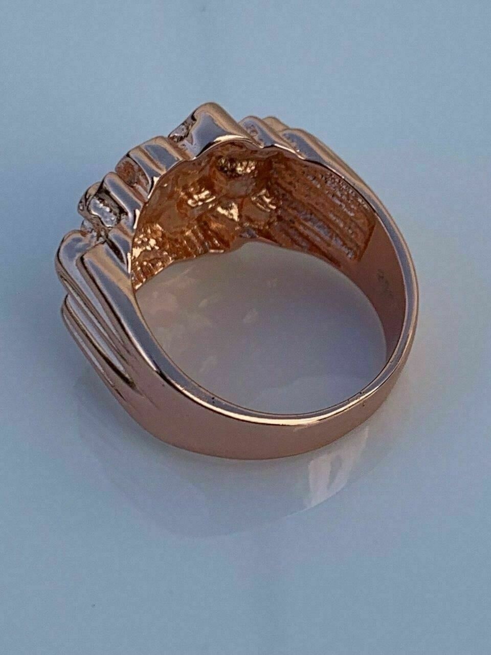 Men’s Solid Cluster Nugget Pinky Ring Sterling Silver 14K Rose Gold Plated