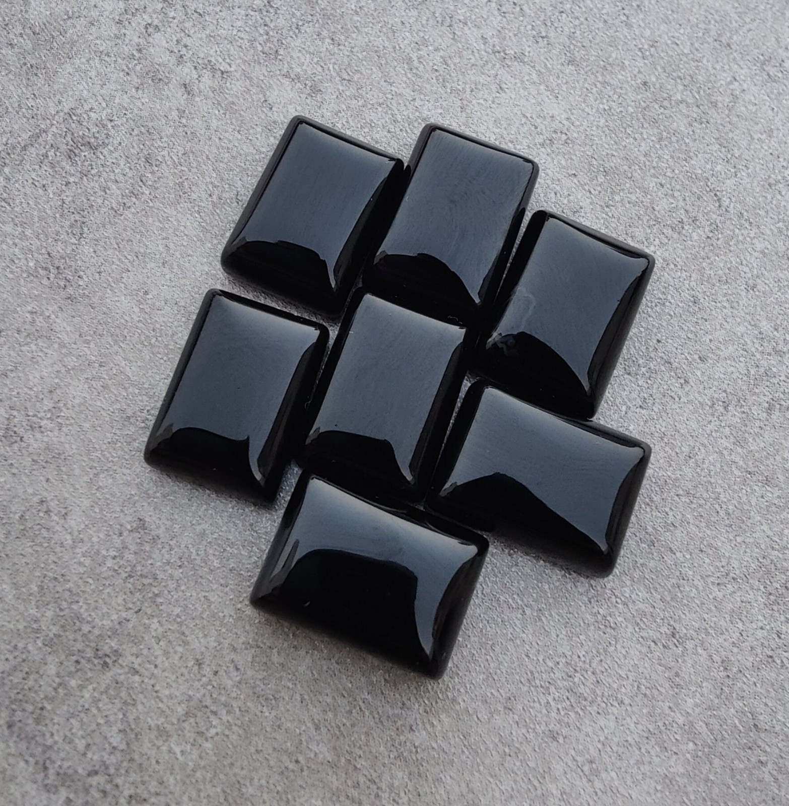 AAA Black Onyx Rectangle Cabochon Natural Polished Gemstone For Jewelry