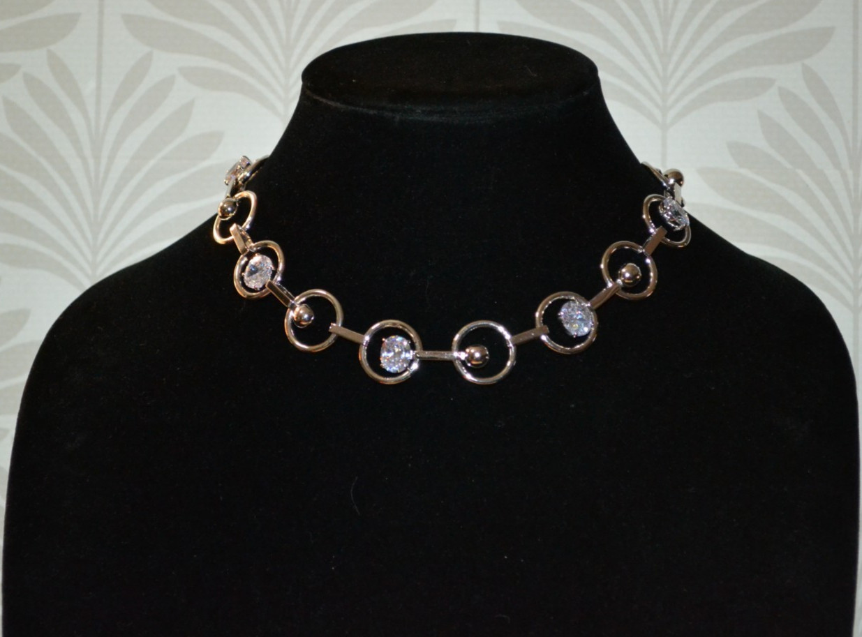 HENRI BENDEL SABRINA GEM COLLAR NECKLACE SILVER