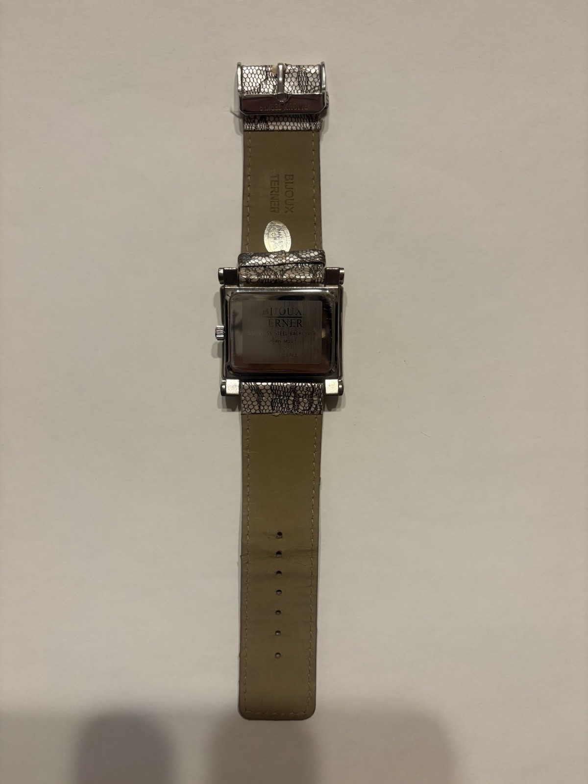 Bijoux Terner Women’s Rectangle Analog Quartz Watch Snakeskin Dial Leather Strap
