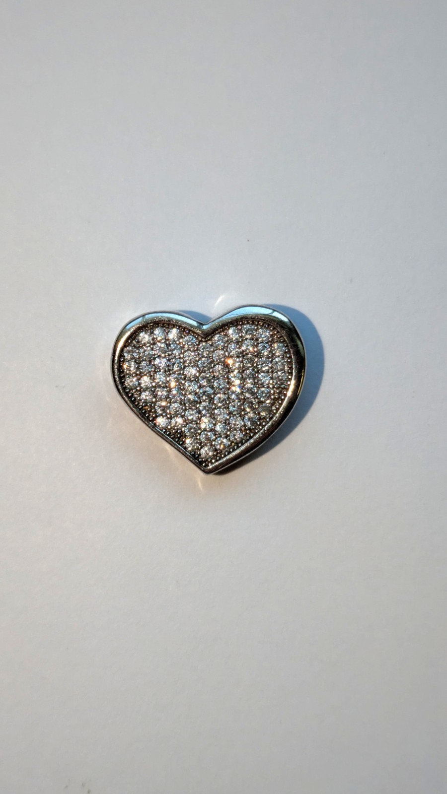 925 Sterling Silver Pave Cz Heart Slide Pendant