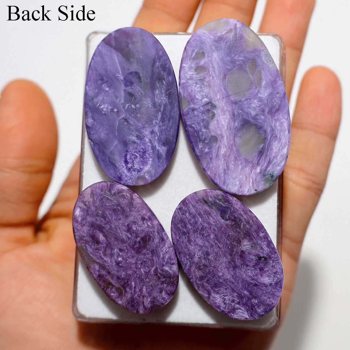 Swirling Violet~ 4 PC Natural Charoite 37mm-48mm Hi-Grade Cabochon Gemstones Lot