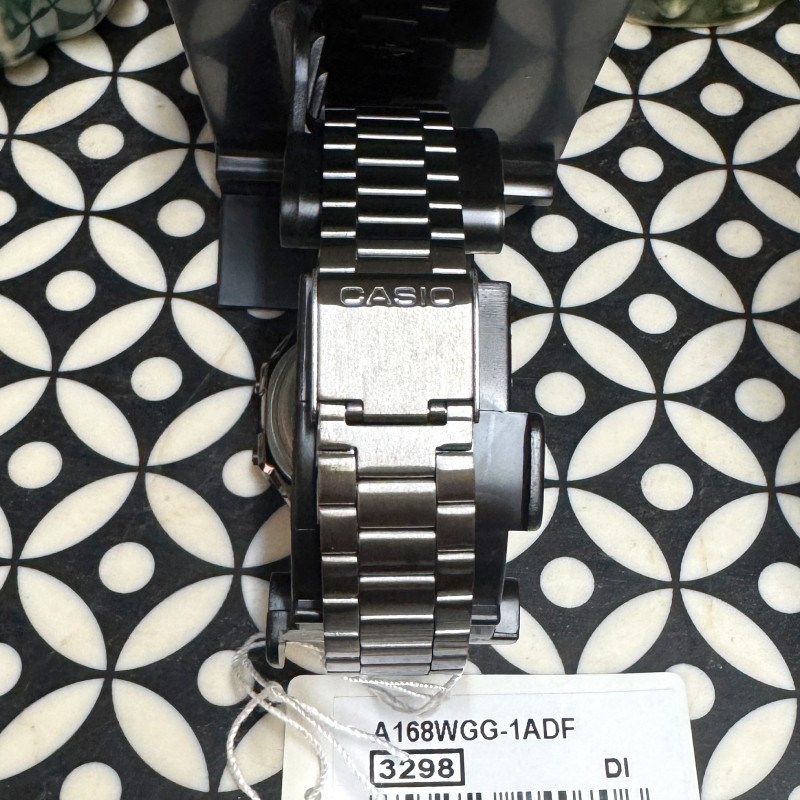 CASIO A168WGG-1A Digital Electro Luminescence Watch Dark Silver