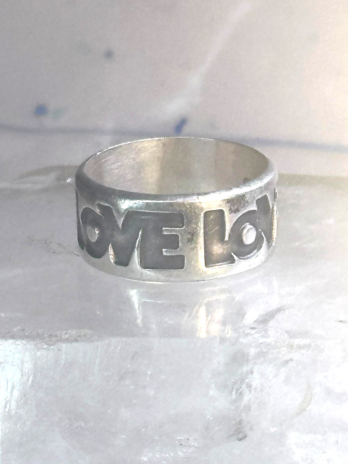 Vintage Love Ring bell Trading band LOVE Valentine size 9.50 sterling silver