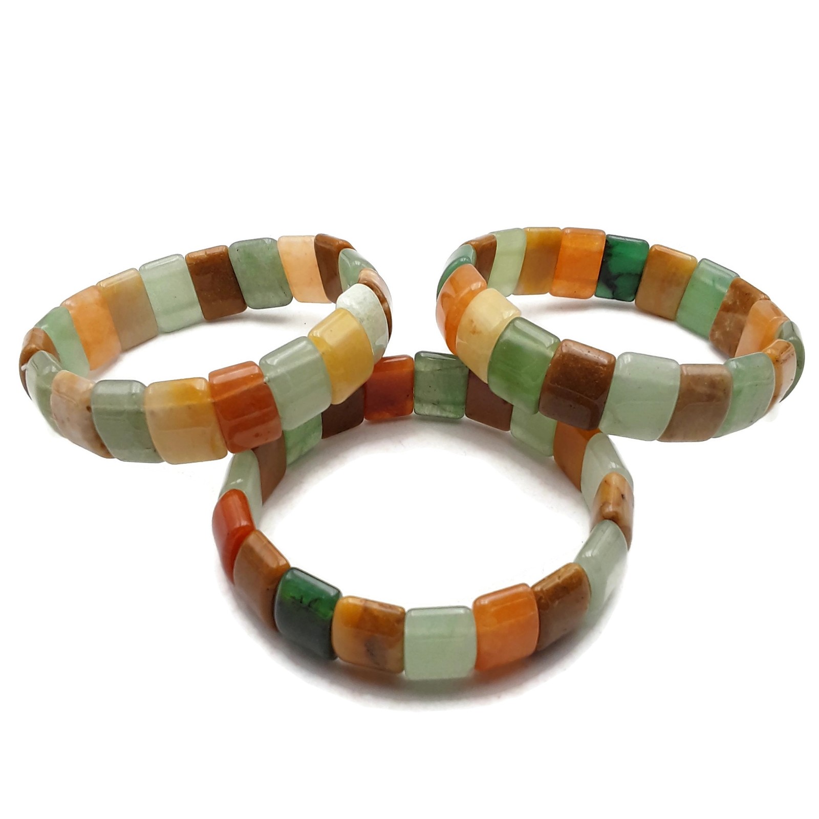 Multi Jade Double Drill Bracelet Size Approx 10x25mm Length 7.5″ (10x25mm)