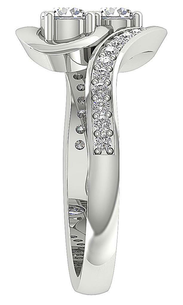 I1 G 1.00 Ct Round Cut Diamond Forever Us Two Stone Ring 14K White Gold 12.40 mm