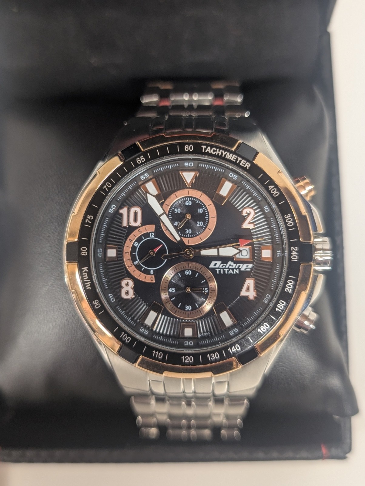 Titan Octane men’s watch model 90045KM02J stainless steel chronograph
