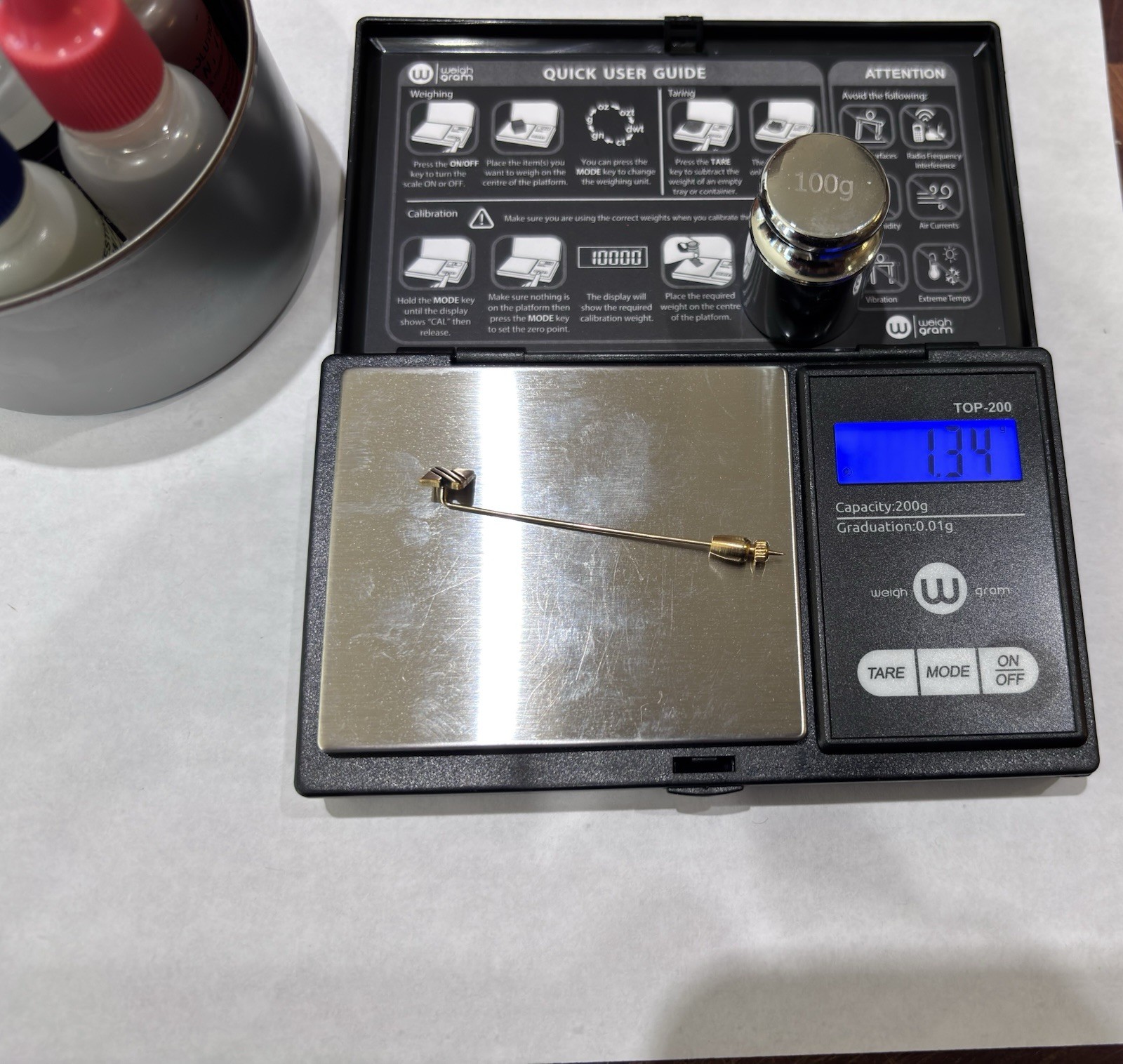 Gold 1/5 10K Geometric Stick Pin, 2.25 in, No Stones