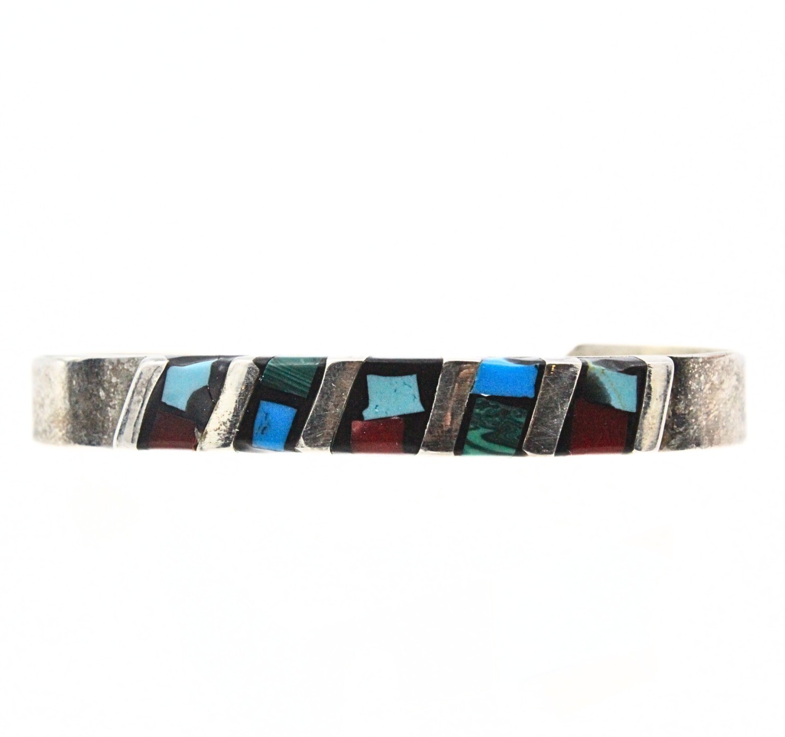 Lovely Mexico Nickle Silver Multi Stones Inlaid Cuff Bracelet